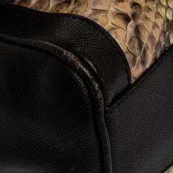 Pre Owned Dolce & Gabbana Brown Leather and Python Medium Miss Sicily Top Handle Bag
