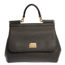 مملوكة مسبقًا Dolce & Gabbana Grey Leather Medium Miss Sicily Top Handle Bag