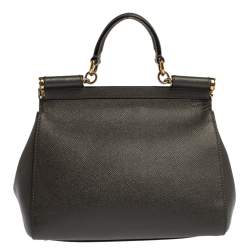 مملوكة مسبقًا Dolce & Gabbana Grey Leather Medium Miss Sicily Top Handle Bag