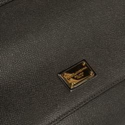 مملوكة مسبقًا Dolce & Gabbana Grey Leather Medium Miss Sicily Top Handle Bag