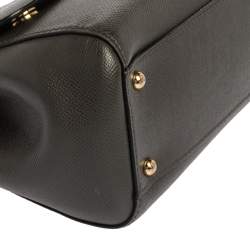 مملوكة مسبقًا Dolce & Gabbana Grey Leather Medium Miss Sicily Top Handle Bag