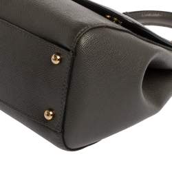 مملوكة مسبقًا Dolce & Gabbana Grey Leather Medium Miss Sicily Top Handle Bag