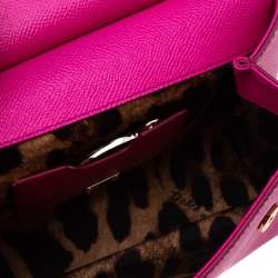 Pre Owned Dolce & Gabbana Fuchsia Leather Miss Sicily Top Handle Bag