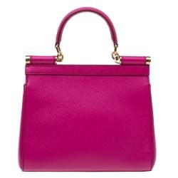 Pre Owned Dolce & Gabbana Fuchsia Leather Miss Sicily Top Handle Bag