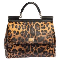 DOLCE & GABBANA Calf Hair Leopard Print Large Miss Sicily Satchel Naturale  827547