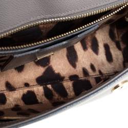 Pre Owned Dolce & Gabbana Grey Leather Medium Miss Sicily Top Handle Bag