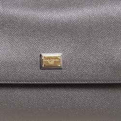 Pre Owned Dolce & Gabbana Grey Leather Medium Miss Sicily Top Handle Bag
