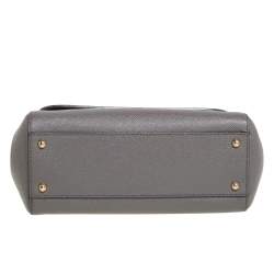 Pre Owned Dolce & Gabbana Grey Leather Medium Miss Sicily Top Handle Bag