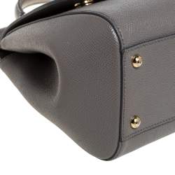 Pre Owned Dolce & Gabbana Grey Leather Medium Miss Sicily Top Handle Bag