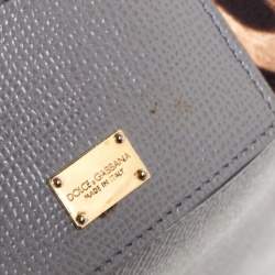 Pre Owned Dolce & Gabbana Grey Leather Medium Miss Sicily Top Handle Bag