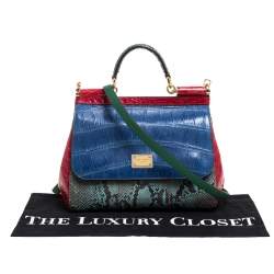 مملوكة مسبقًا Dolce & Gabbana Multicolor Crocodile and Python Medium Miss Sicily Top Handle Bag