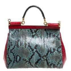 مملوكة مسبقًا Dolce & Gabbana Multicolor Crocodile and Python Medium Miss Sicily Top Handle Bag