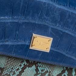 مملوكة مسبقًا Dolce & Gabbana Multicolor Crocodile and Python Medium Miss Sicily Top Handle Bag