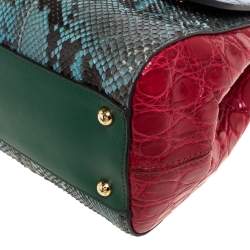 مملوكة مسبقًا Dolce & Gabbana Multicolor Crocodile and Python Medium Miss Sicily Top Handle Bag