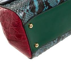 مملوكة مسبقًا Dolce & Gabbana Multicolor Crocodile and Python Medium Miss Sicily Top Handle Bag