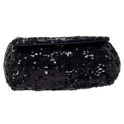 Pre Owned Dolce & Gabbana Black Sequins Miss Charles Shoulder Bag