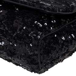 Pre Owned Dolce & Gabbana Black Sequins Miss Charles Shoulder Bag