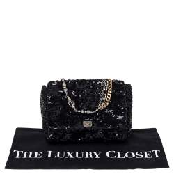 Pre Owned Dolce & Gabbana Black Sequins Miss Charles Shoulder Bag