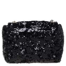 Pre Owned Dolce & Gabbana Black Sequins Miss Charles Shoulder Bag