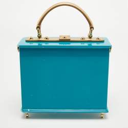 Dolce & Gabbana Turquoise/Gold Acrylic and Leather Furniture Miss Dolce Top Handle Bag