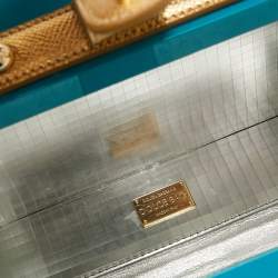 Dolce & Gabbana Turquoise/Gold Acrylic and Leather Furniture Miss Dolce Top Handle Bag