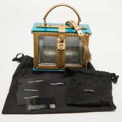 Dolce & Gabbana Turquoise/Gold Acrylic and Leather Furniture Miss Dolce Top Handle Bag