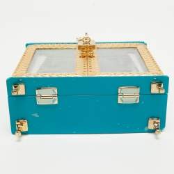 Dolce & Gabbana Turquoise/Gold Acrylic and Leather Furniture Miss Dolce Top Handle Bag
