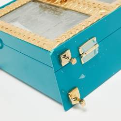 Dolce & Gabbana Turquoise/Gold Acrylic and Leather Furniture Miss Dolce Top Handle Bag