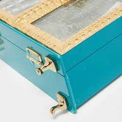 Dolce & Gabbana Turquoise/Gold Acrylic and Leather Furniture Miss Dolce Top Handle Bag