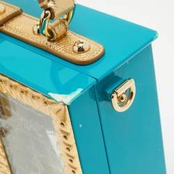 Dolce & Gabbana Turquoise/Gold Acrylic and Leather Furniture Miss Dolce Top Handle Bag