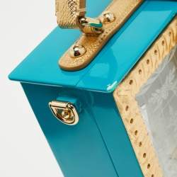 Dolce & Gabbana Turquoise/Gold Acrylic and Leather Furniture Miss Dolce Top Handle Bag