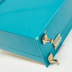 Dolce & Gabbana Turquoise/Gold Acrylic and Leather Furniture Miss Dolce Top Handle Bag