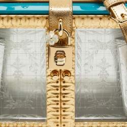 Dolce & Gabbana Turquoise/Gold Acrylic and Leather Furniture Miss Dolce Top Handle Bag