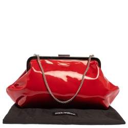 مملوكة مسبقًا Dolce & Gabbana Red Patent Leather Chain Frame Clutch