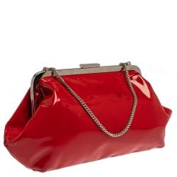 مملوكة مسبقًا Dolce & Gabbana Red Patent Leather Chain Frame Clutch