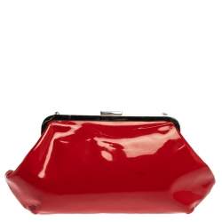 مملوكة مسبقًا Dolce & Gabbana Red Patent Leather Chain Frame Clutch