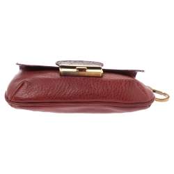 مملوكة مسبقًا Dolce & Gabbana Burgundy Leather Wristlet Clutch