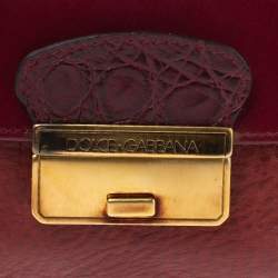 مملوكة مسبقًا Dolce & Gabbana Burgundy Leather Wristlet Clutch
