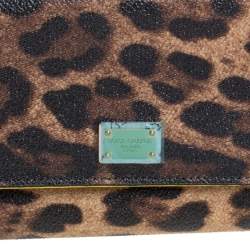 Pre Owned Dolce & Gabbana Brown Leopard Print Leather Dauphine Continental Wallet