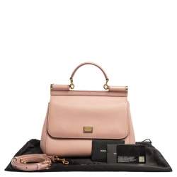 مملوكة مسبقًا حقيبة دولتشي أند غابانا ميس سيسيلي متوسطة يد علوية جلد وردي