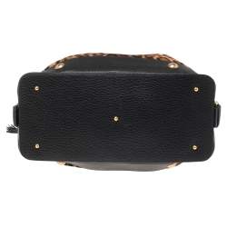 Pre Owned Dolce & Gabbana Brown/Black Leopard Print Calfhair and Leather Satchel