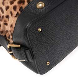 Pre Owned Dolce & Gabbana Brown/Black Leopard Print Calfhair and Leather Satchel