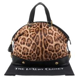 Pre Owned Dolce & Gabbana Brown/Black Leopard Print Calfhair and Leather Satchel