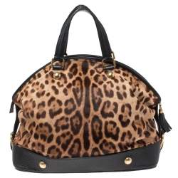 Pre Owned Dolce & Gabbana Brown/Black Leopard Print Calfhair and Leather Satchel