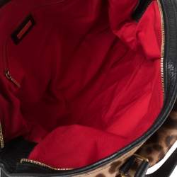 Pre Owned Dolce & Gabbana Brown/Black Leopard Print Calfhair and Leather Satchel
