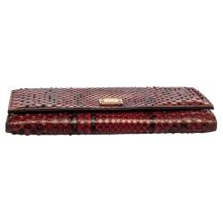 مملوكة مسبقًا Dolce & Gabbana Red Python Dauphine Continental Wallet