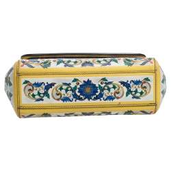 Pre Owned Dolce & Gabbana Multicolor Majolica Print Leather Small Miss Sicily Top Handle Bag