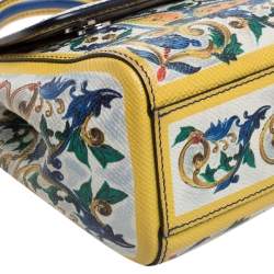 Pre Owned Dolce & Gabbana Multicolor Majolica Print Leather Small Miss Sicily Top Handle Bag
