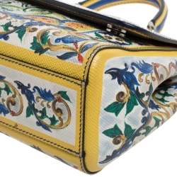 Pre Owned Dolce & Gabbana Multicolor Majolica Print Leather Small Miss Sicily Top Handle Bag