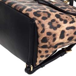 Dolce & Gabbana Black/Brown Leopard Print Coated Canvas and Leather Miss Sicily Backpack